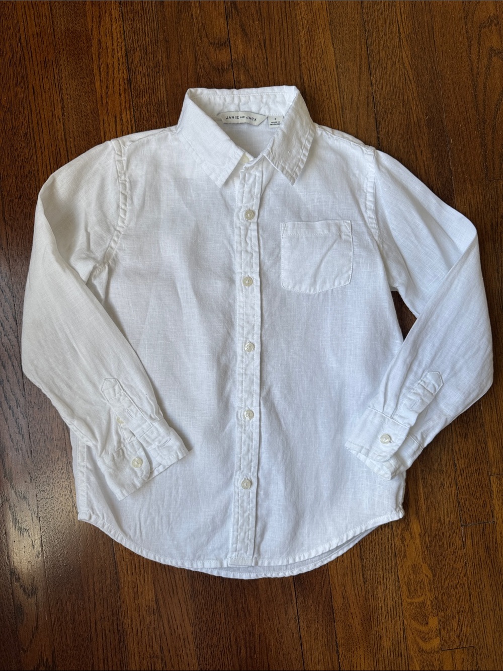 Janie and Jack white linen button down shirt, size 6